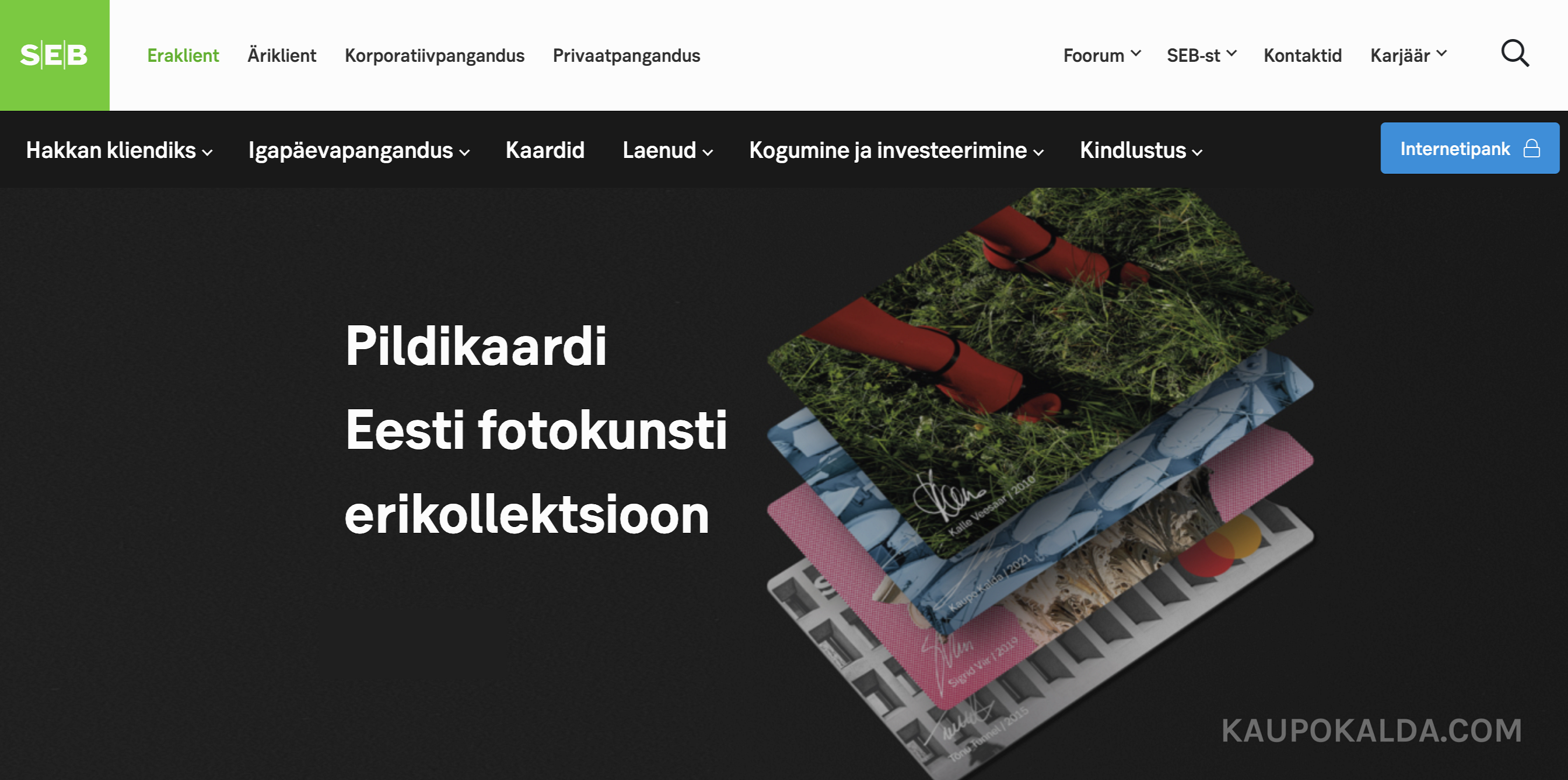 Pildid SEB Eesti pangakaartidel